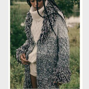 Anthropologie Pilcro Fringe-Collar Cardigan Sweater Jacket